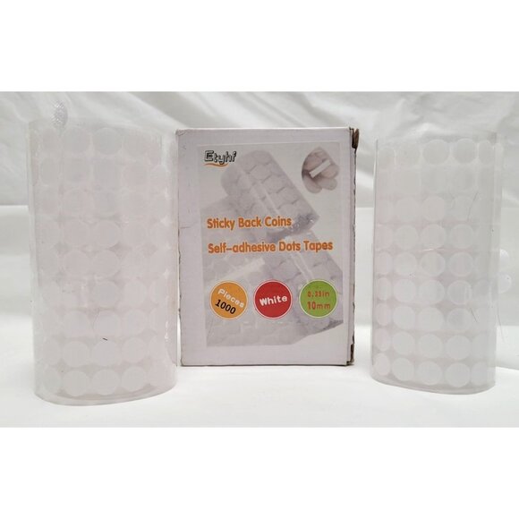Etyhf Sticky Back Coins Self-Adhesive Dots Tapes 1000 Pieces 0.39in / 10mm White - Picture 1 of 7